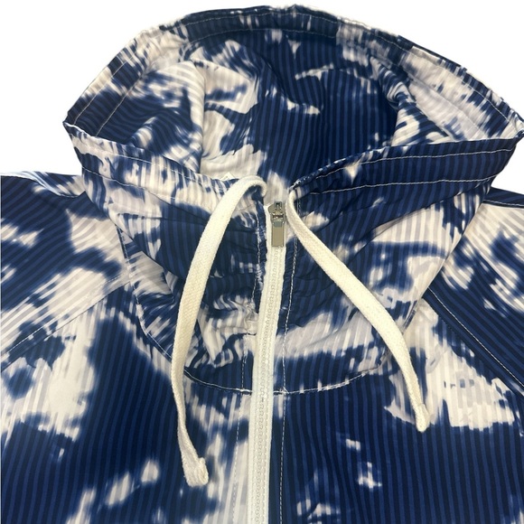Love Life Live Zip Up Jacket Size Small Navy White Tie Dye Print Lightweight - Picture 2 of 12